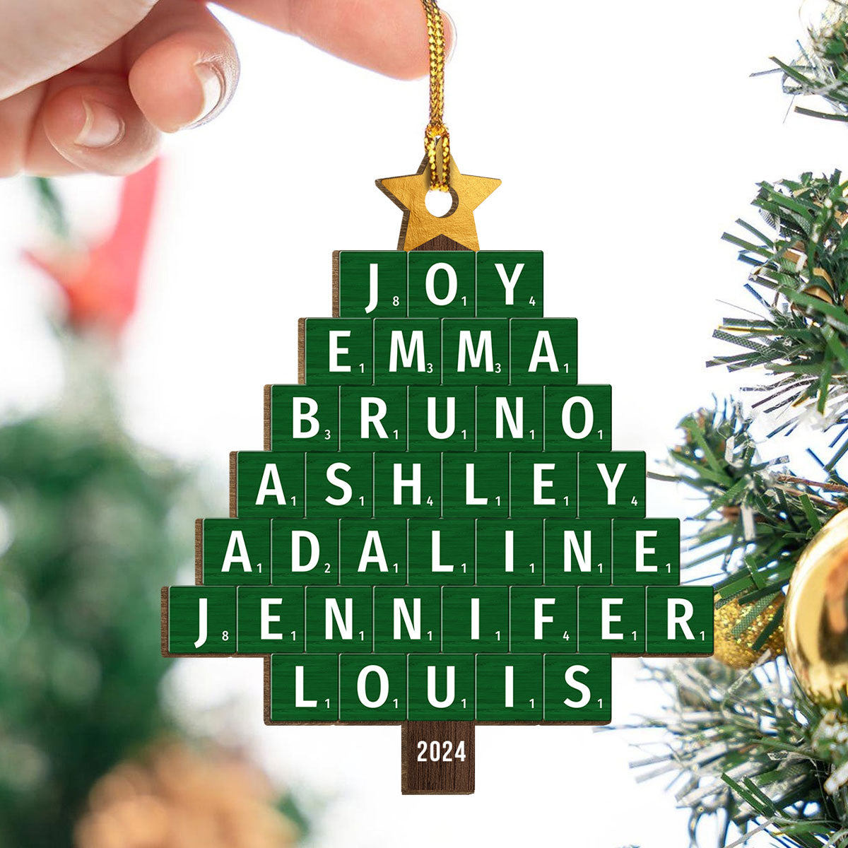 Christmas Tree Family Word Art Unique Christmas Decor Personalized Wooden Ornament
