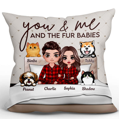 You Me And Fur Babies On Bed Personalized Pillow