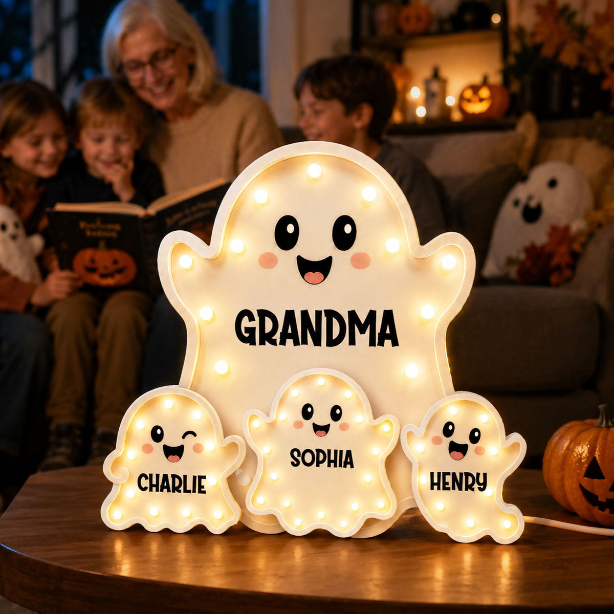 Funny Cute Halloween Grandma's Boo Crew - Personalized Light Box - Halloween Decor For Grandma