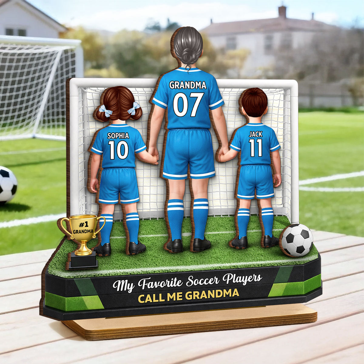 My Favorite Soccer Player Calls Me Grandma - Personalized 2-Layered Wooden Plaque - Heartfelt Gift For Grandma