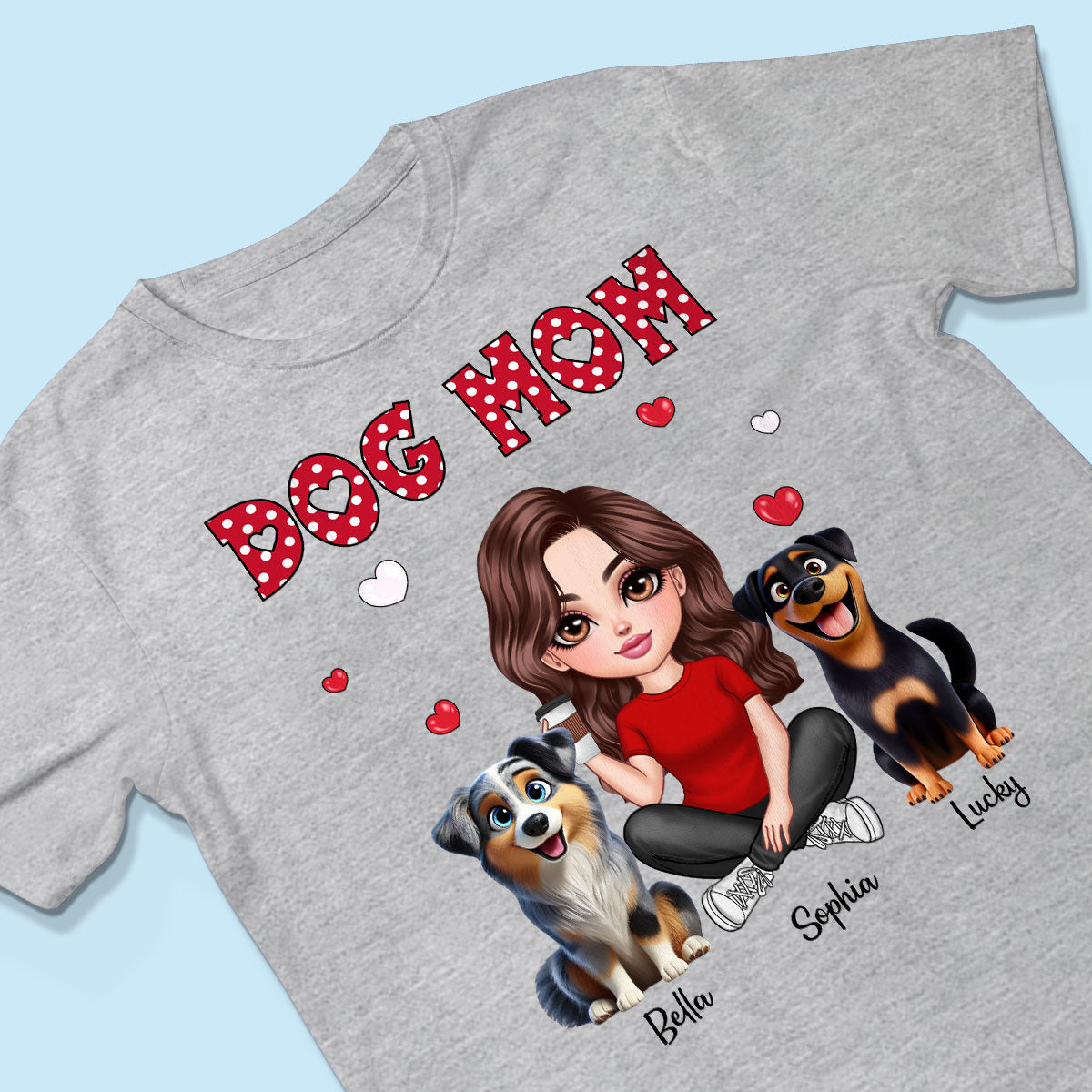 Polka Dot Cute 3D Dog Mom Personalized Shirt