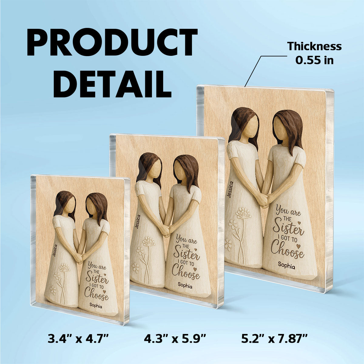 You Are The Sister I Got To Choose 3D Effect Personalized Acrylic Block Plaque Birthday Gift Friendship Gift for Besties, Best Friends