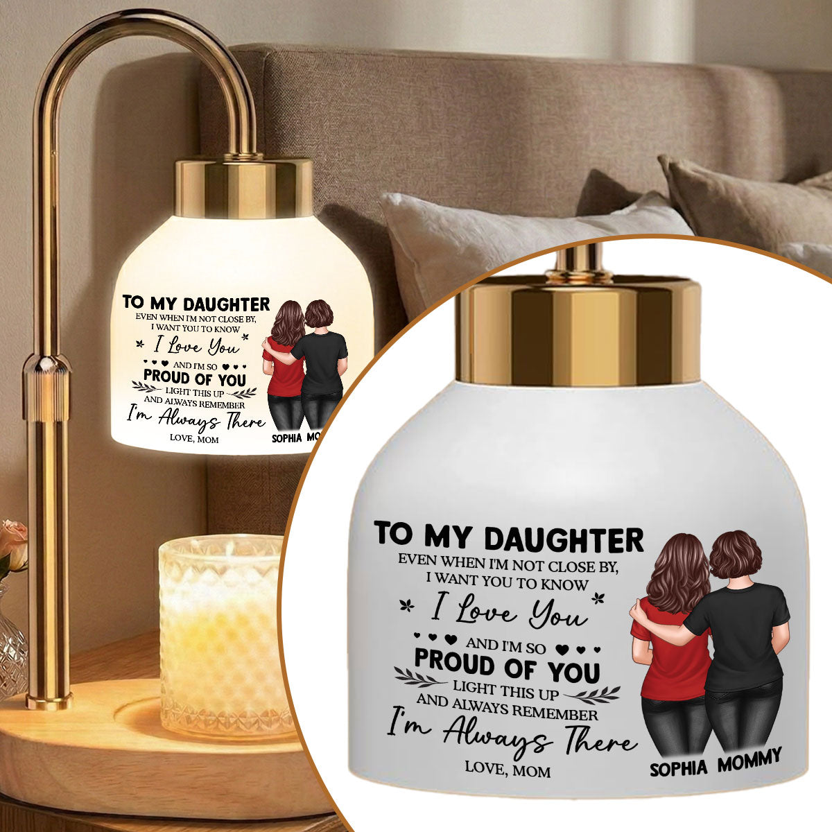 To My Daughter From Mom - Personalized Candle Warmer Lamp - Heartfelt Gift For Daughter