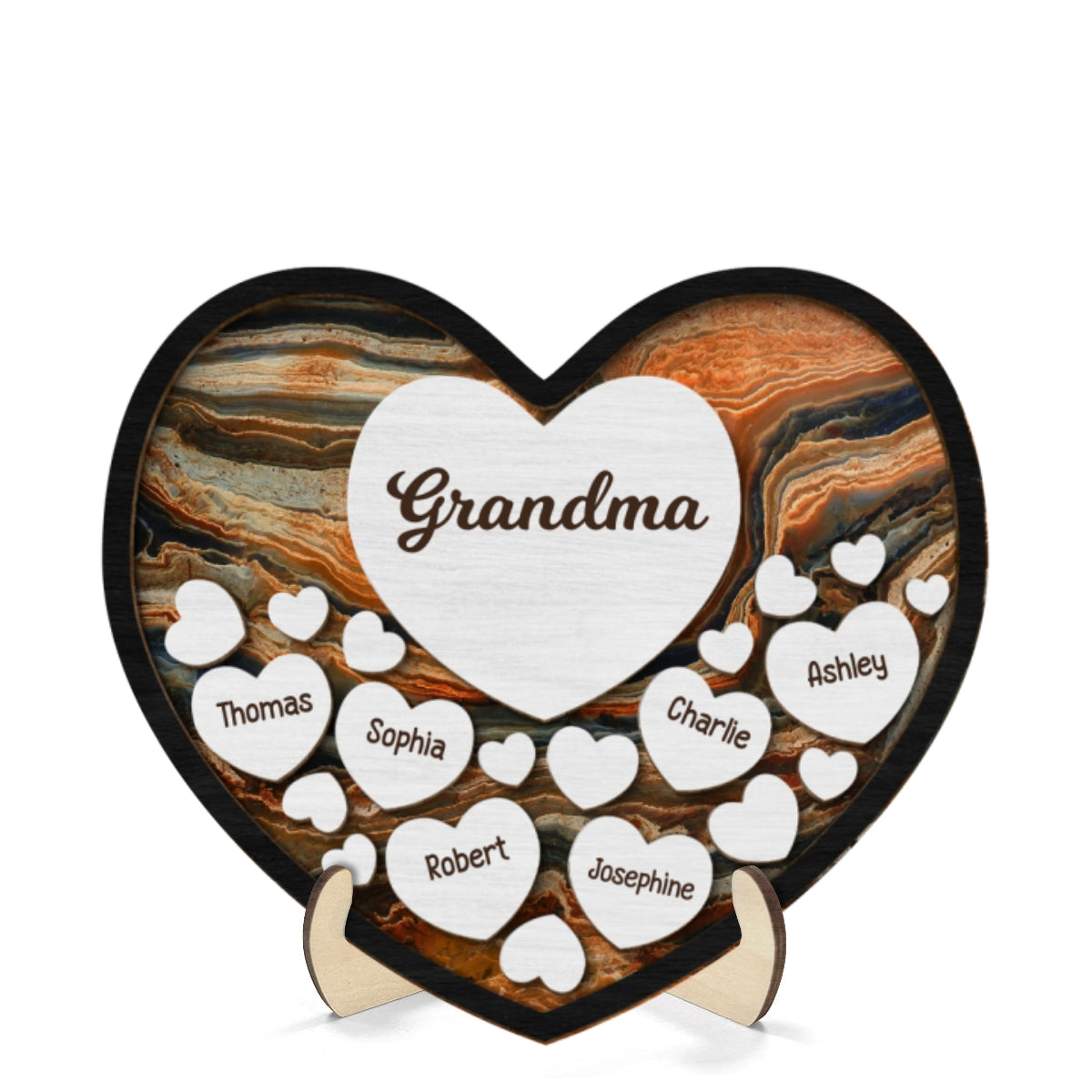 Grandma Mom Hearts In Heart Beautiful Background Personalized 2-Layer Wooden Plaque