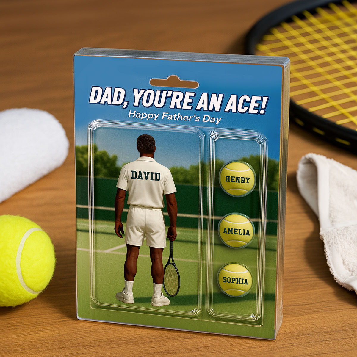 You're An Ace Tennis Dad With Kids' Names Custom Figure Personalized Acrylic Block Plaque, Father's Day Gift For Him, For Dad