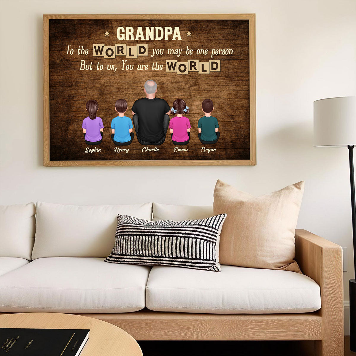Grandpa To Us You Are The World Personalized Poster, Gift For Grandpa