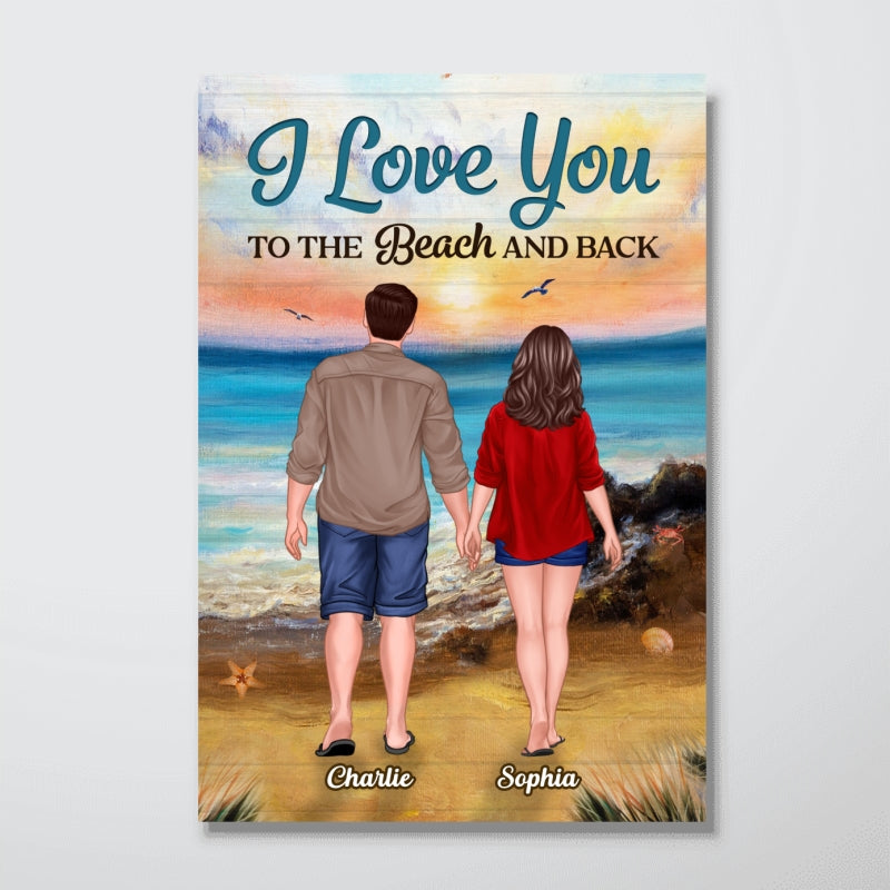Summer Couple Standing Back View Personalized Vertical Poster