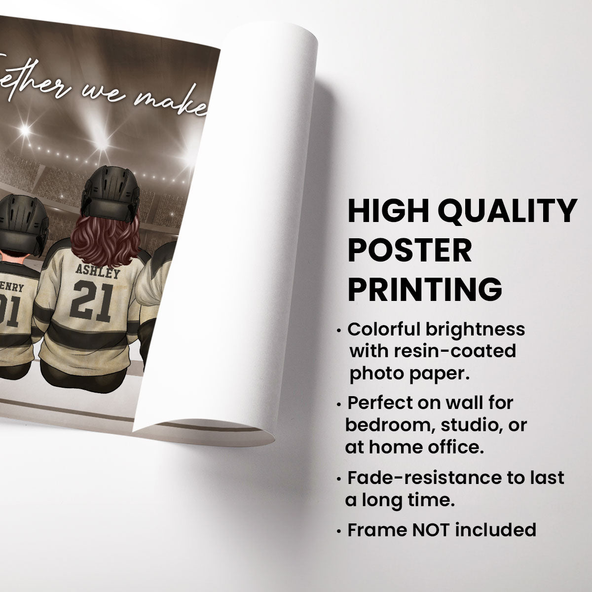 Retro Hockey Family Sitting Personalized Poster, Meaningful Father's Day Gift for Dad, Gift for Husband