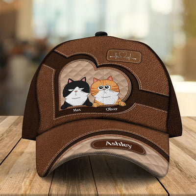 Peeking Cats Personalized Classic Cap, Gift For Cat Dad, Cat Mom