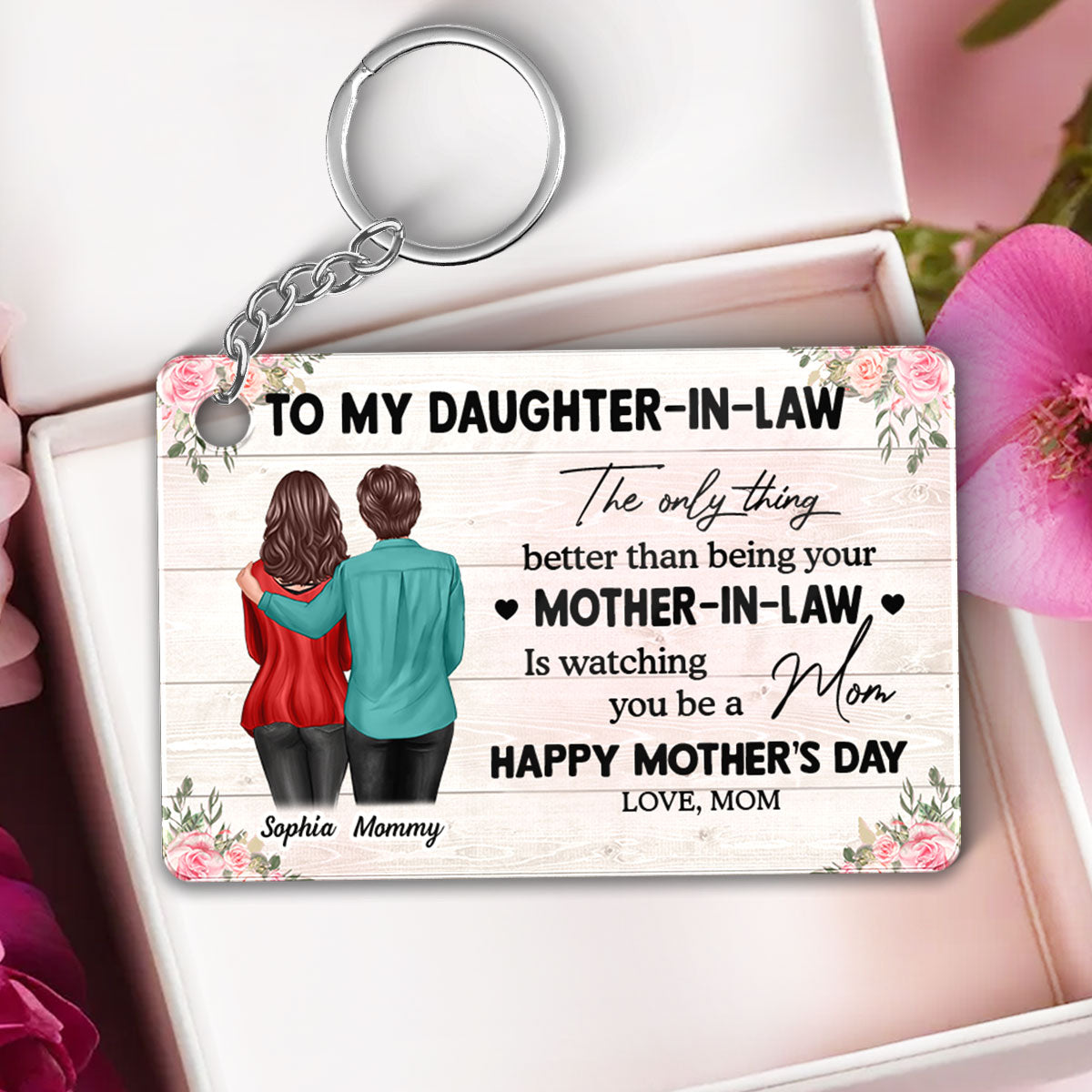 To My Daughter-In-Law From Mom Happy Mother's Day Personalized Acrylic Keychain, Gift For Daughter