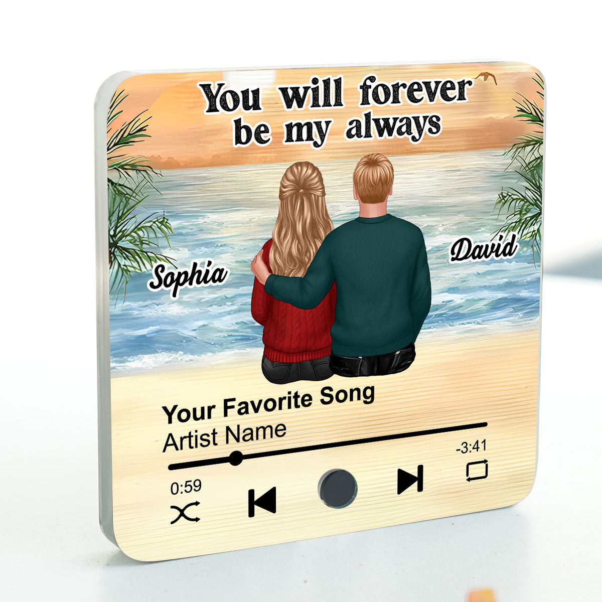 Couple Sitting Together Personalized Music Fridge Magnet, Heartfelt 2025  Gift For Couple, For Him, For Her, Boyfriend, Girlfriend, Husband, Wife