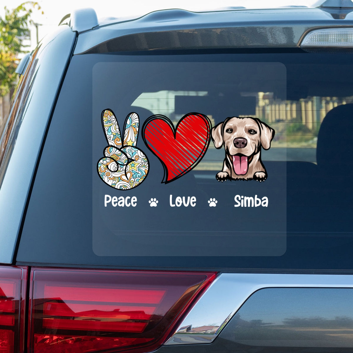 Peace Love Dog Cat Decor Gift For Pet Lover Personalized Decal