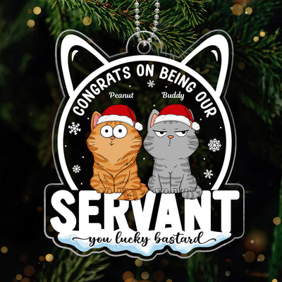 Congrats On Being My Cat Mom Human Servant Funny Cat Expression Personalized Acrylic Ornament