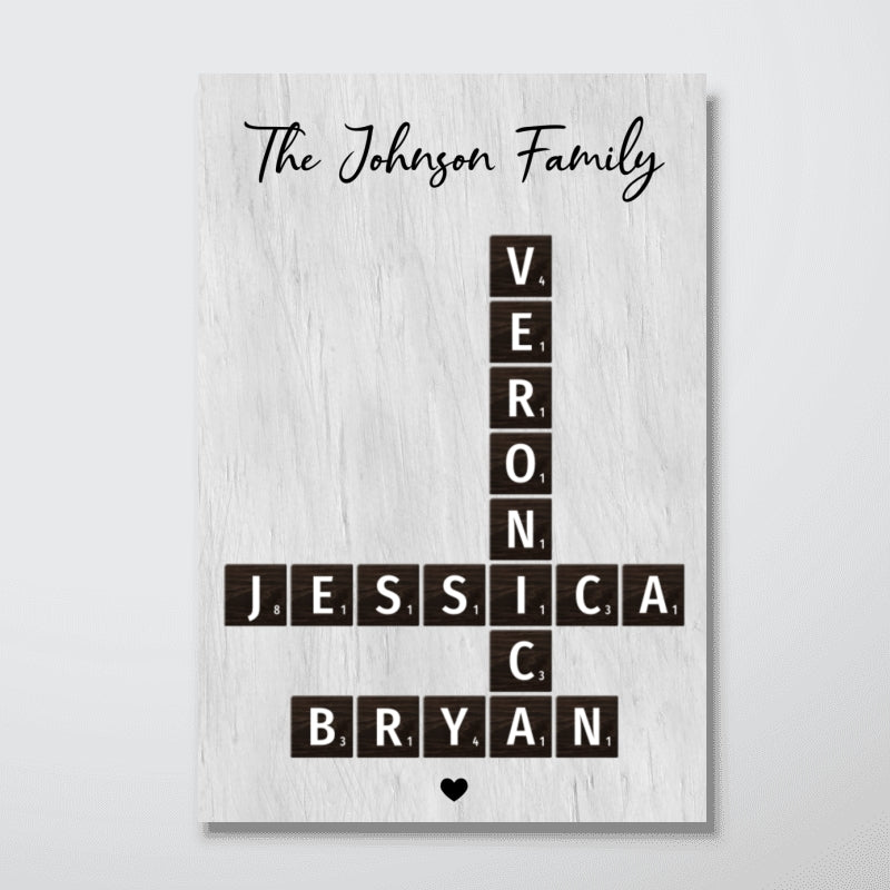 Family Crossword Puzzle Art Dark Tiles Treasure Forever Personalized Poster