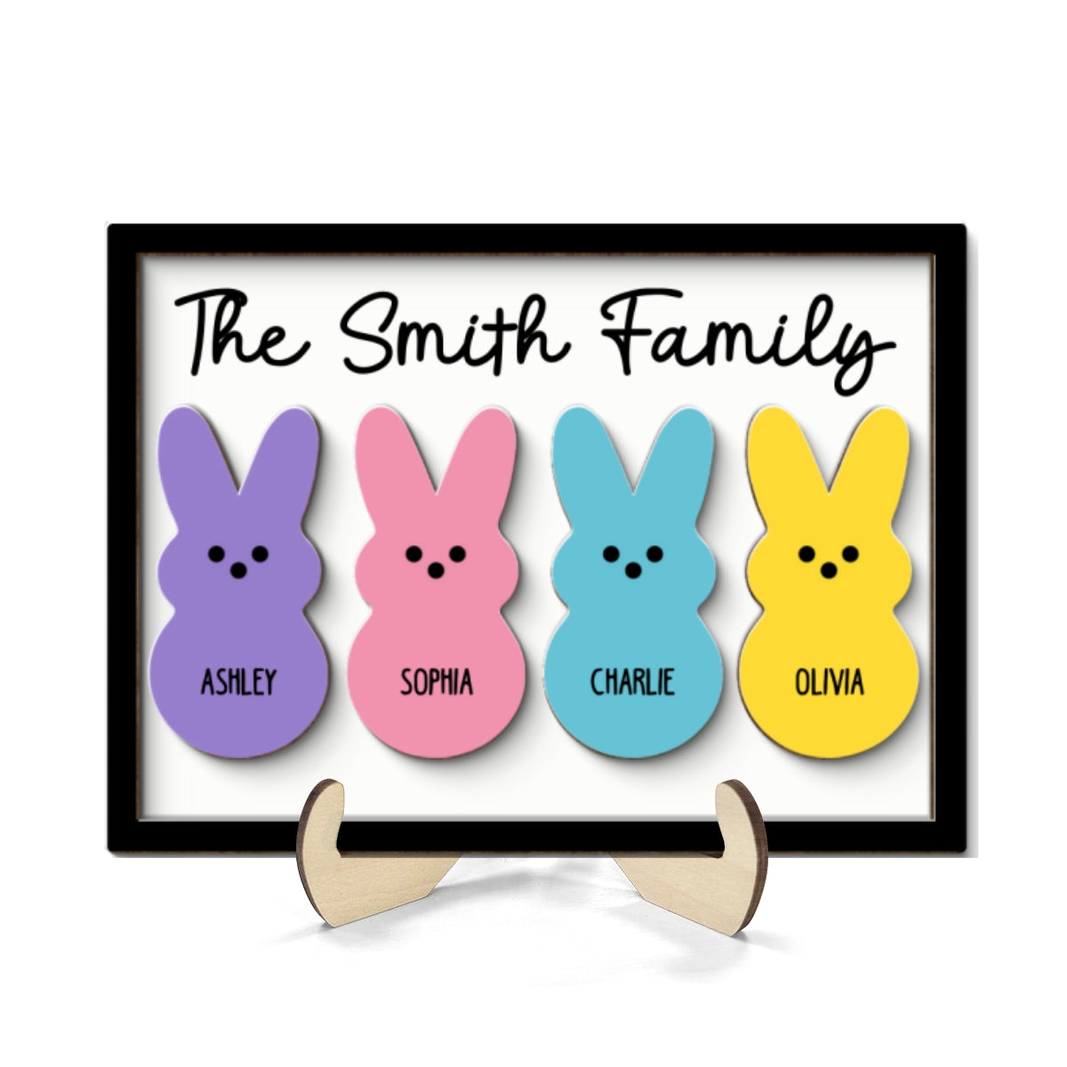Family Easter Personalized 2-Layer Wooden Plaque