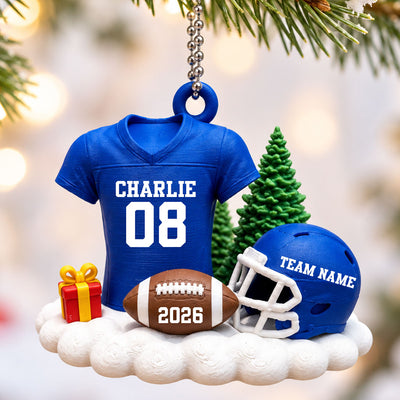 Proud American Football Player Uniform - Personalized 3D Printed Ornament - Real 3D Ornament, Christmas Gift For American Football Players, Grandson, Son, Granddaughter, Daughter