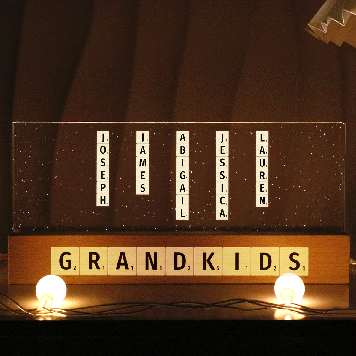 Family Friends Grandma Puzzle Words Personalized Acrylic Block LED Night Light