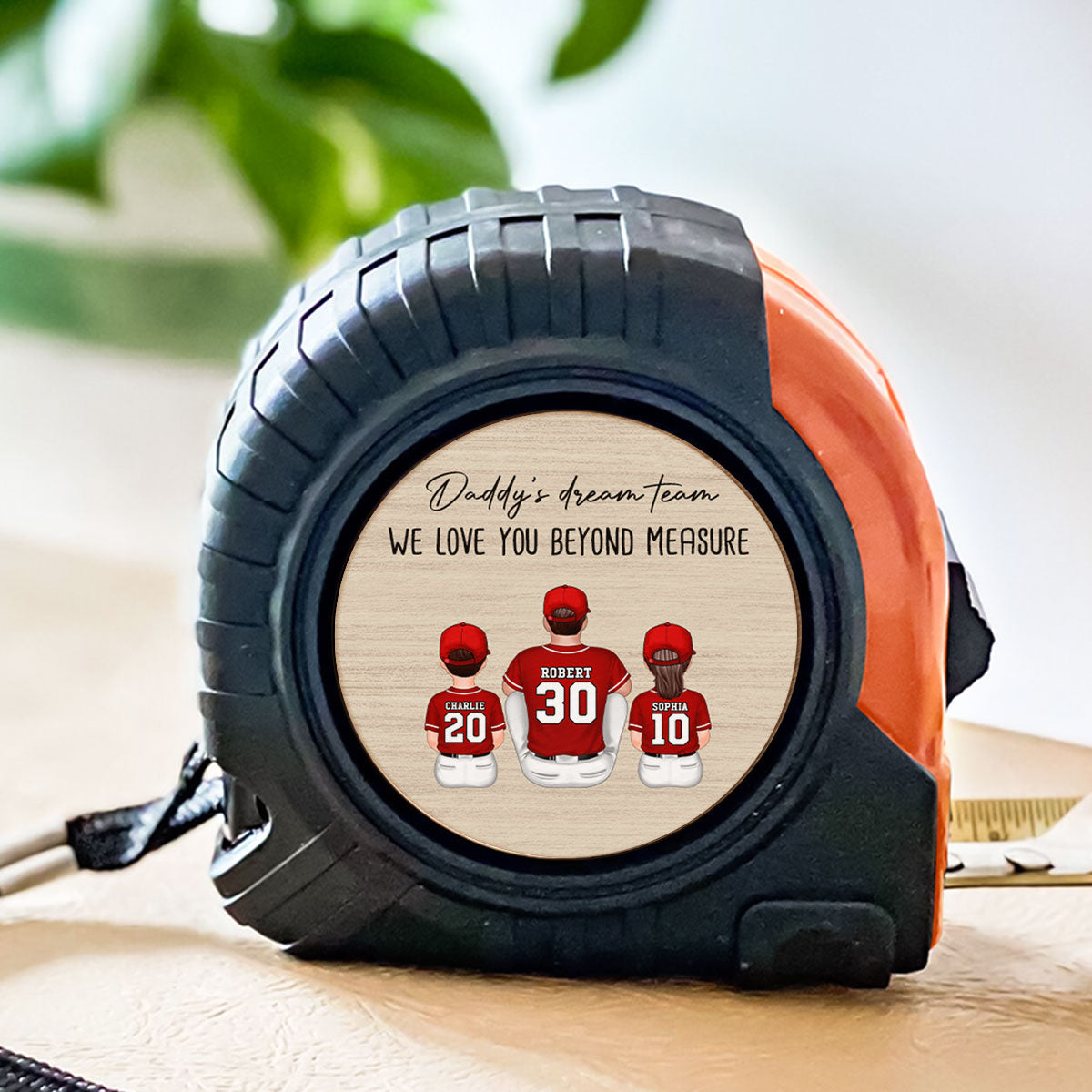 Baseball Daddy's Dream Team Love You Beyond Measure Personalized Tape Measure, Gift For Dad
