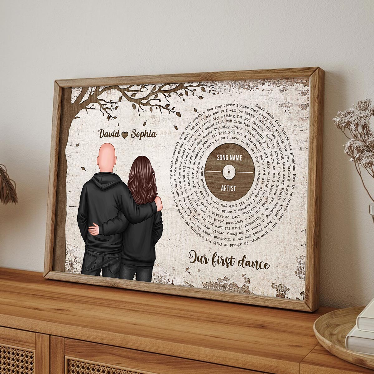 Favorite Place In The World Couple Back View Favorite Song Vinyl Lyrics Personalized Poster, Gift For Him, For Her, For Valentine's Day