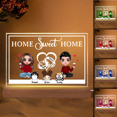 Doll Couple Heart Rings Kids Dogs Cats Personalized Custom Shape LED Night Light
