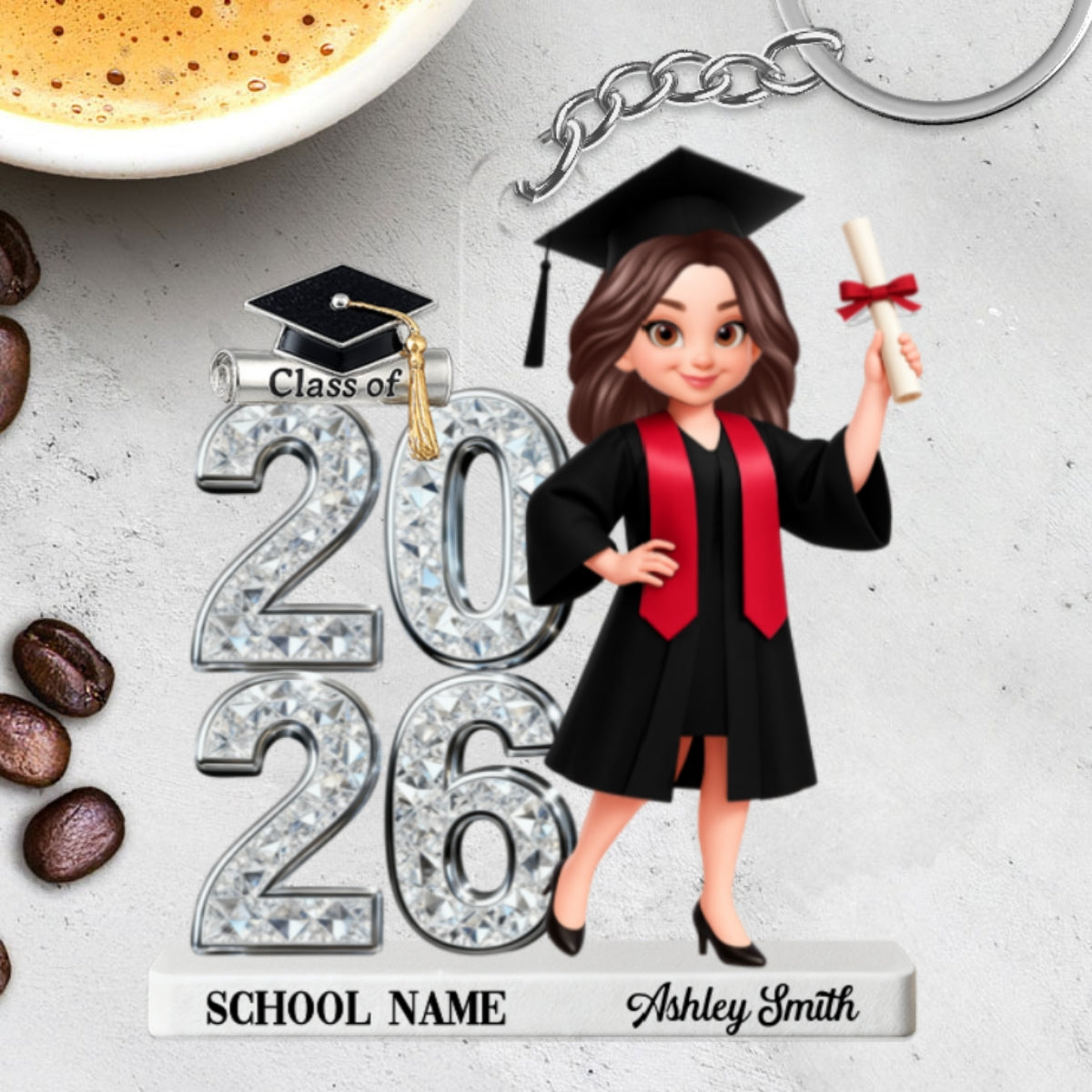 3D Shiny Effect Class Of 2026 2027 Senior - Personalized Acrylic Keychain - Gift For Graduates, Daughter, Son