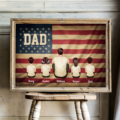 Vintage Retro Nation Flag Family Personalized Poster, Gift For Dad, Mom