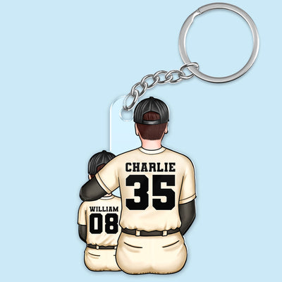 Mom Dad And Kid Baseball Personalized Acrylic Keychain