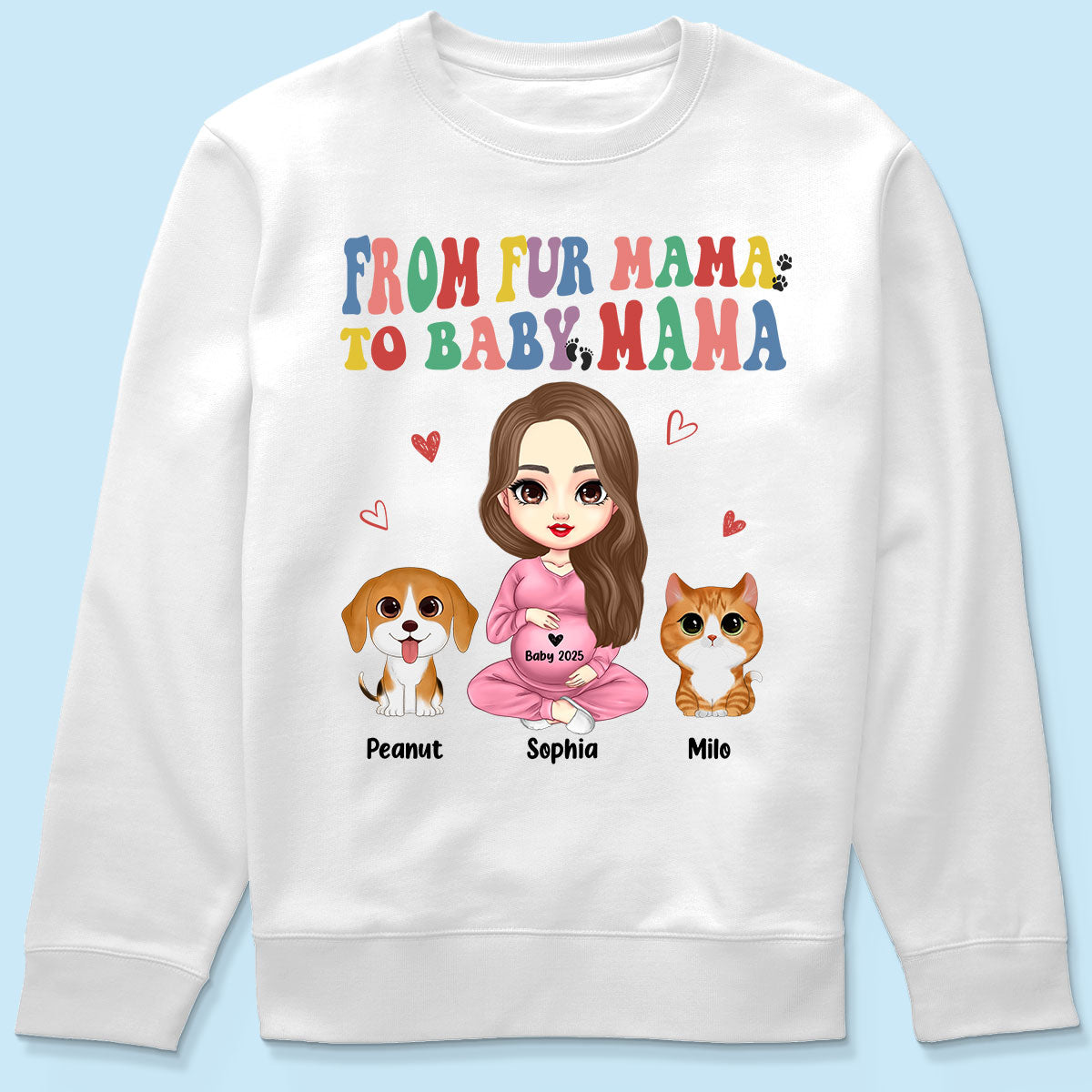 From Fur Mama To Baby Mama Personalized Shirt, Dog Mom Cat Mom, Custom Pregnancy Reveal Shirt, Gift For Expecting Moms