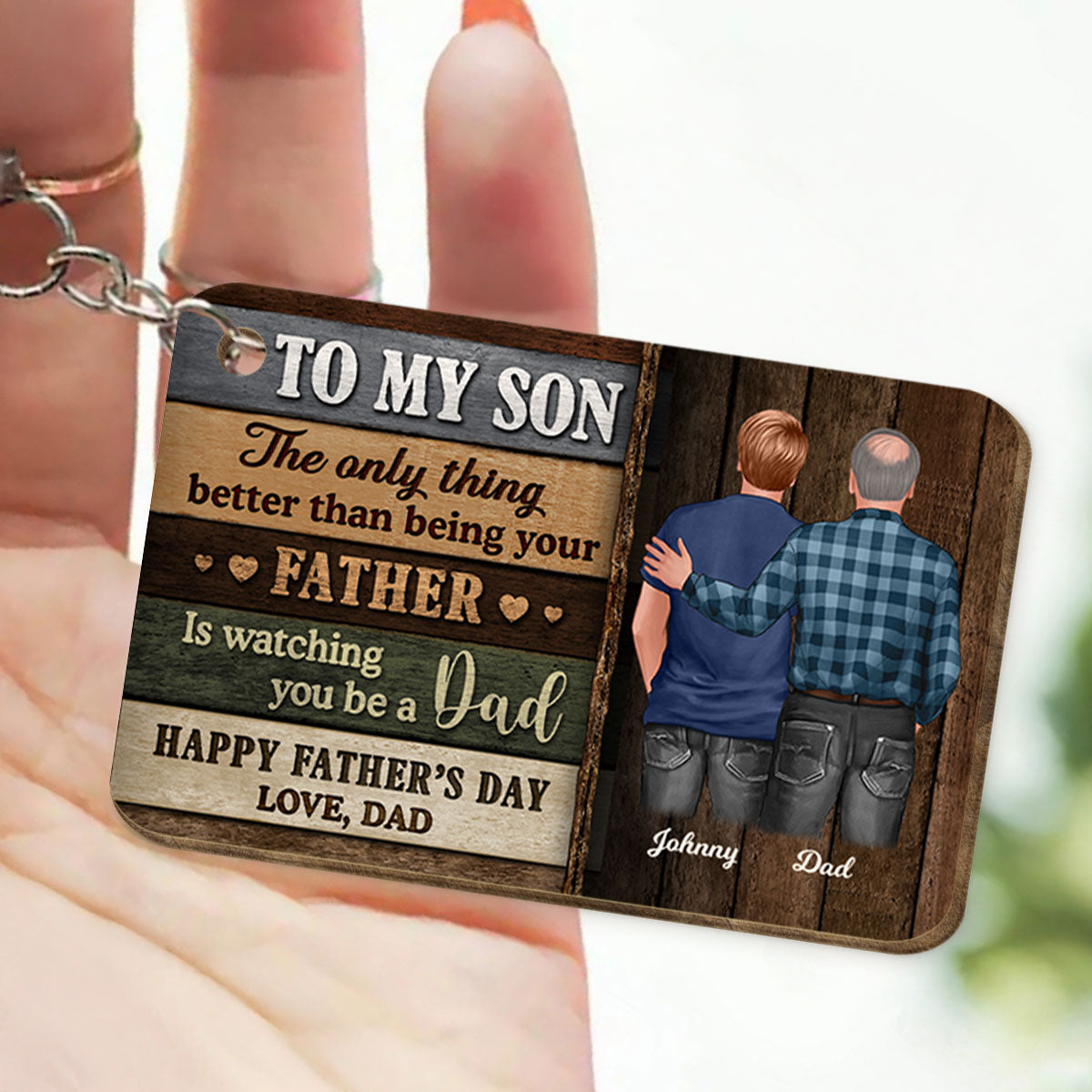 Colored Wood Pallets To My Son From Mom Happy Father's Day Personalized Wooden Keychain
