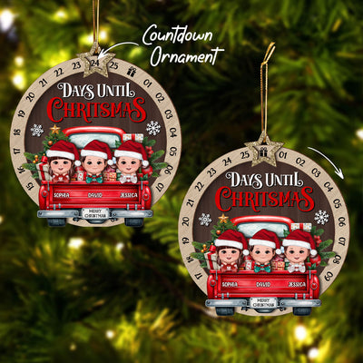 Kids On Christmas Truck Personalized Countdown Ornament