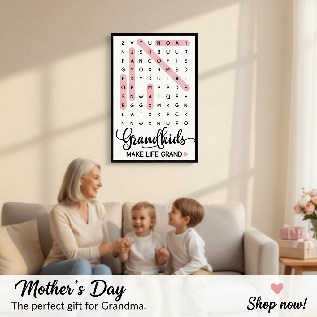 Grandkids Make Life Grand Word Search - Personalized Poster - Mother's Day Gift For Grandma