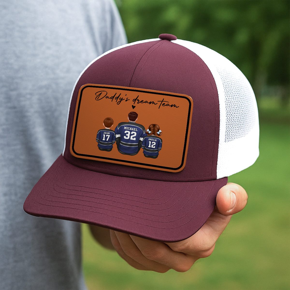 Hockey Daddy's Dream Team Personalized Trucker Hat, Father's Day Snapback, Gift for Hockey Dads