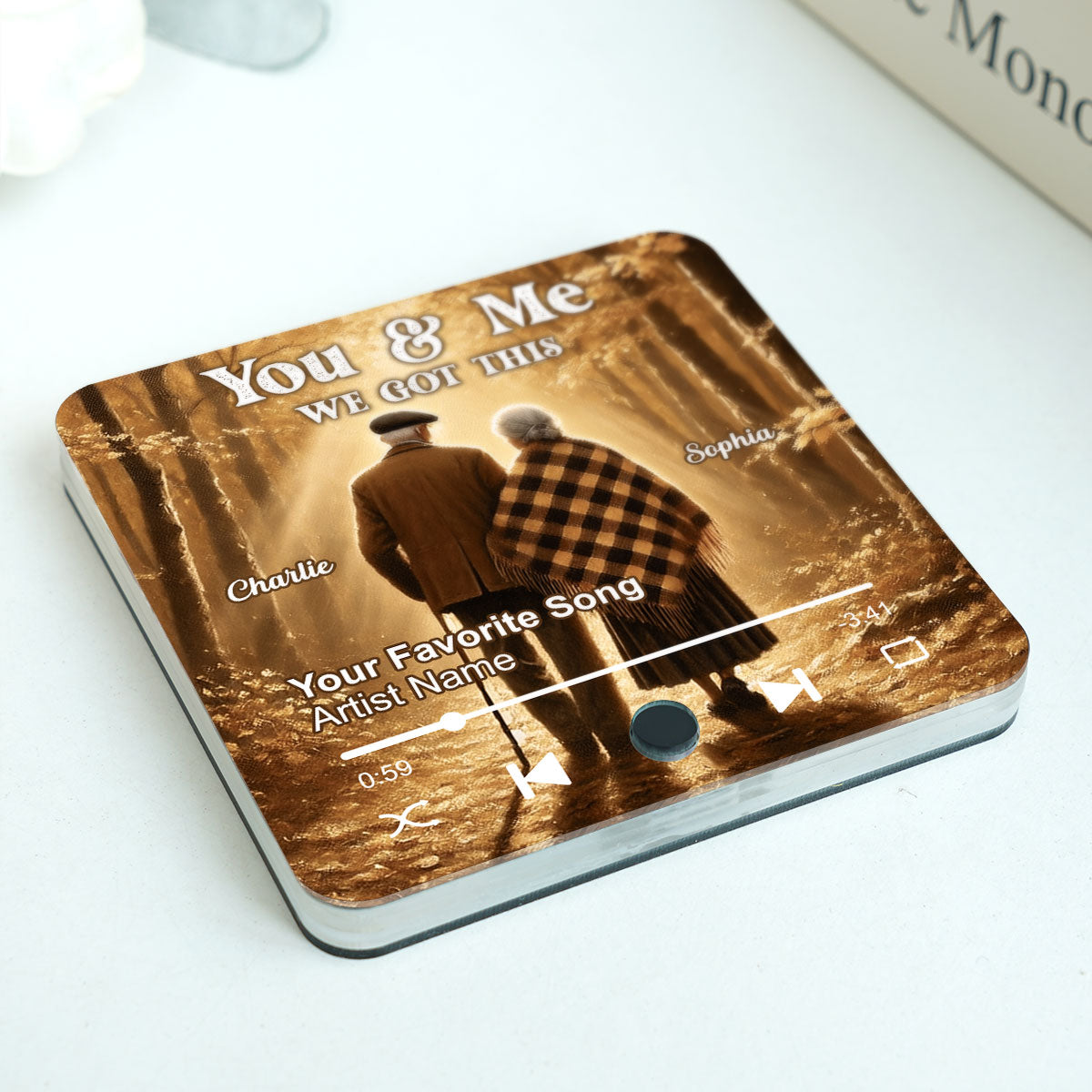 Old Couple Walking In The Forest Personalized Music Fridge Magnet, Heartfelt 2025  Gift For Couple, For Him, For Her, Boyfriend, Girlfriend, Husband, Wife