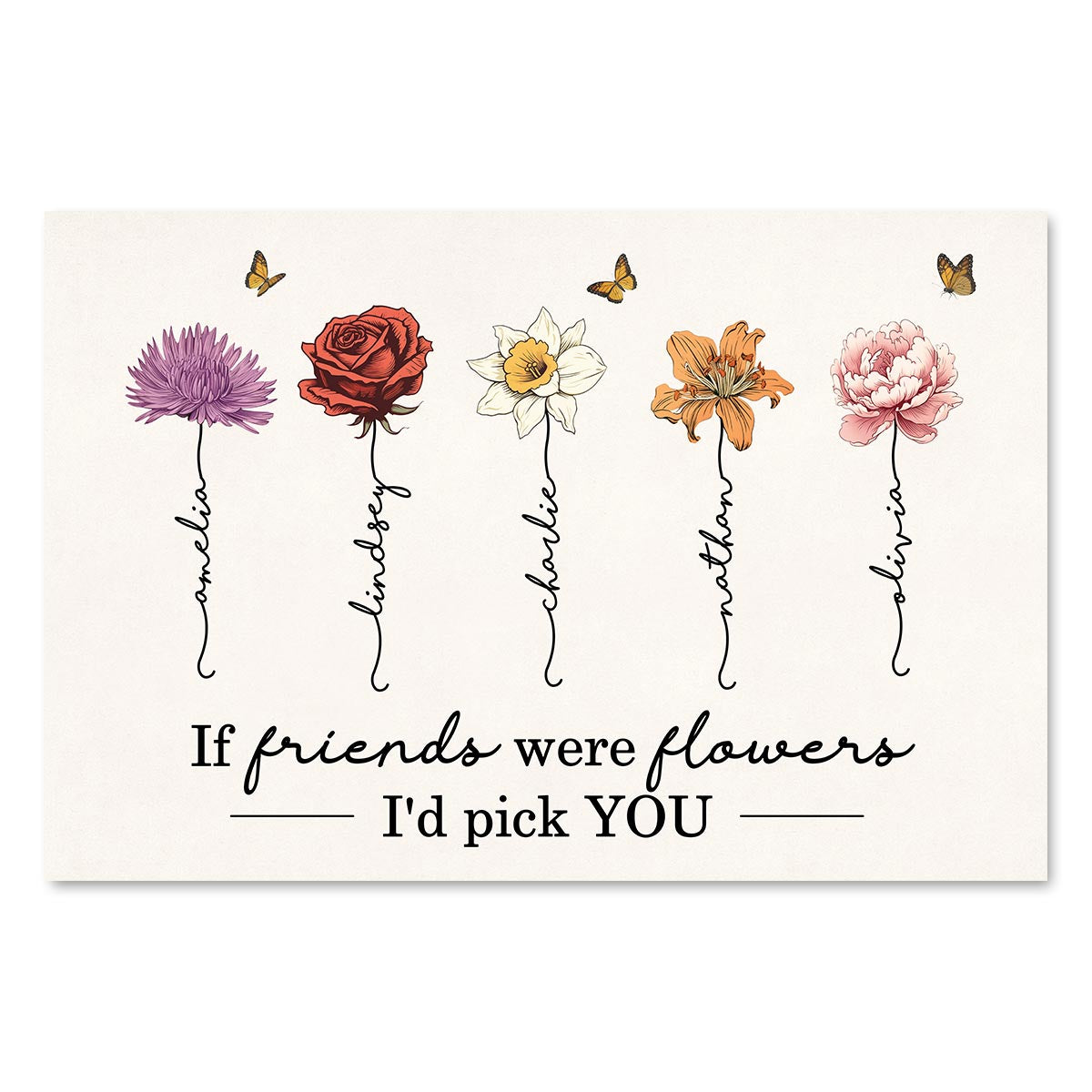 If Friends Sisters Were Flowers I'd Pick You Birth Month Flowers Personalized Poster, Gift For Best Friends, Besties, BFF, Sisters