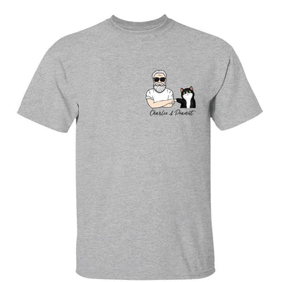 Cat Dad And Cat Punch Hands Pocket Personalized Shirt