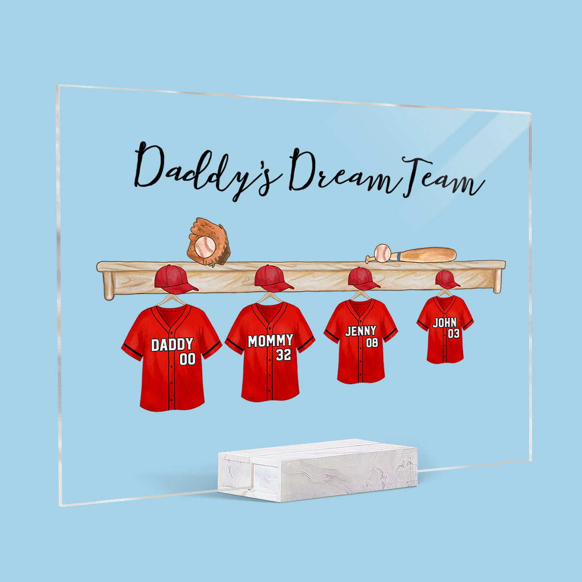 Daddy's Baseball Team Personalized Acrylic Plaque