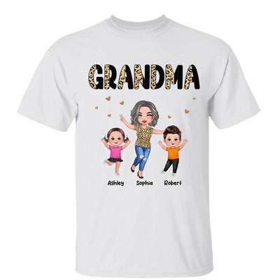 Happy Doll Grandma Grandkids Half Leopard Personalized Shirt