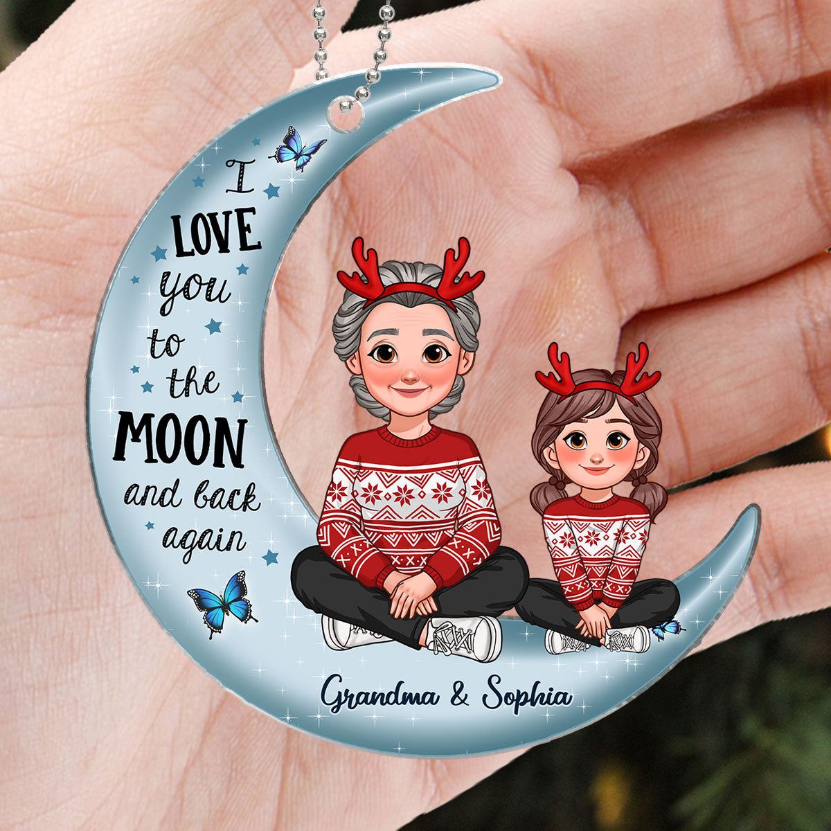 Love To The Moon And Back Christmas Gift For Grandchildren Personalized Acrylic Ornament