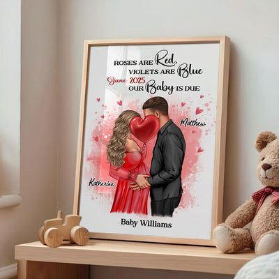 Kissing Couple, Expecting Parents, Pregnancy Couple Personalized Poster,  Gift, Pregnancy Announcement