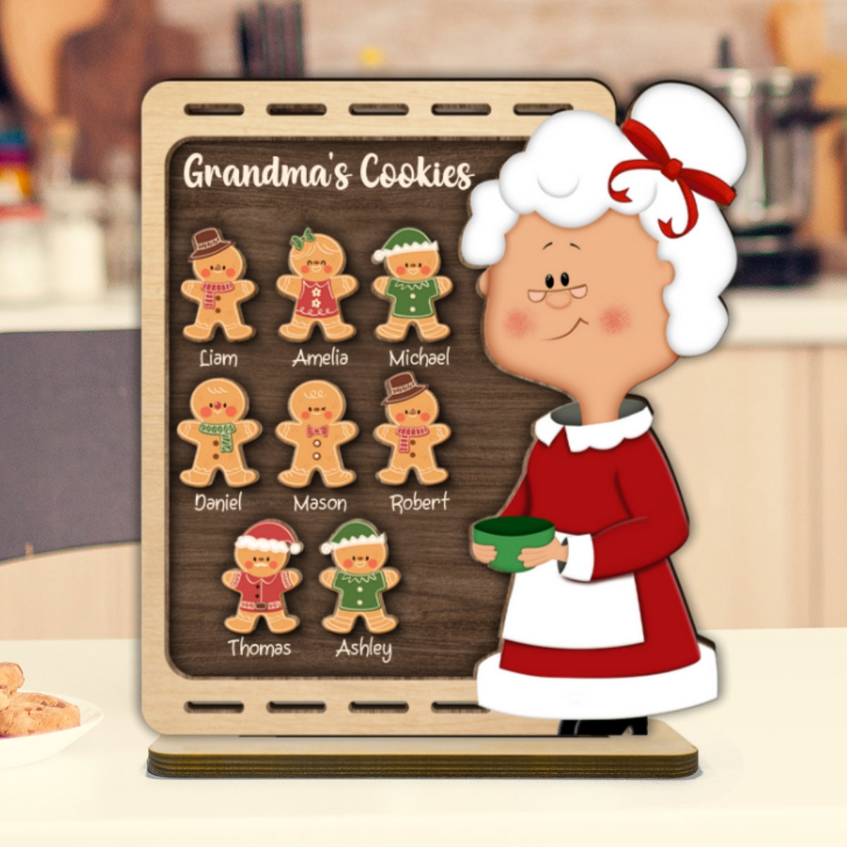 Christmas Grandma's Cookies Personalized 2-Layer Standing Wooden Plaque