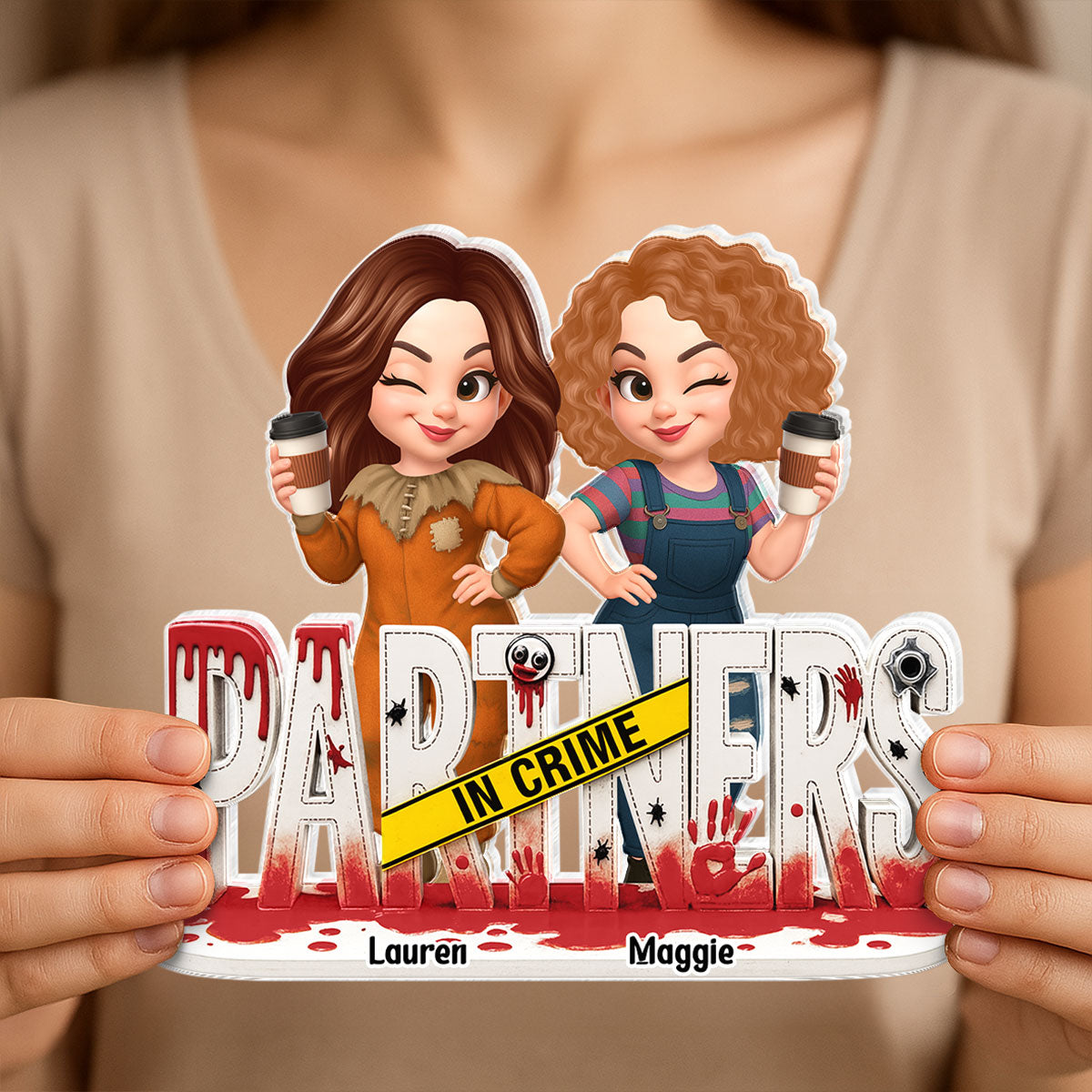 Partners In Crime Horror Halloween Besties Sisters Personalized Acrylic Block