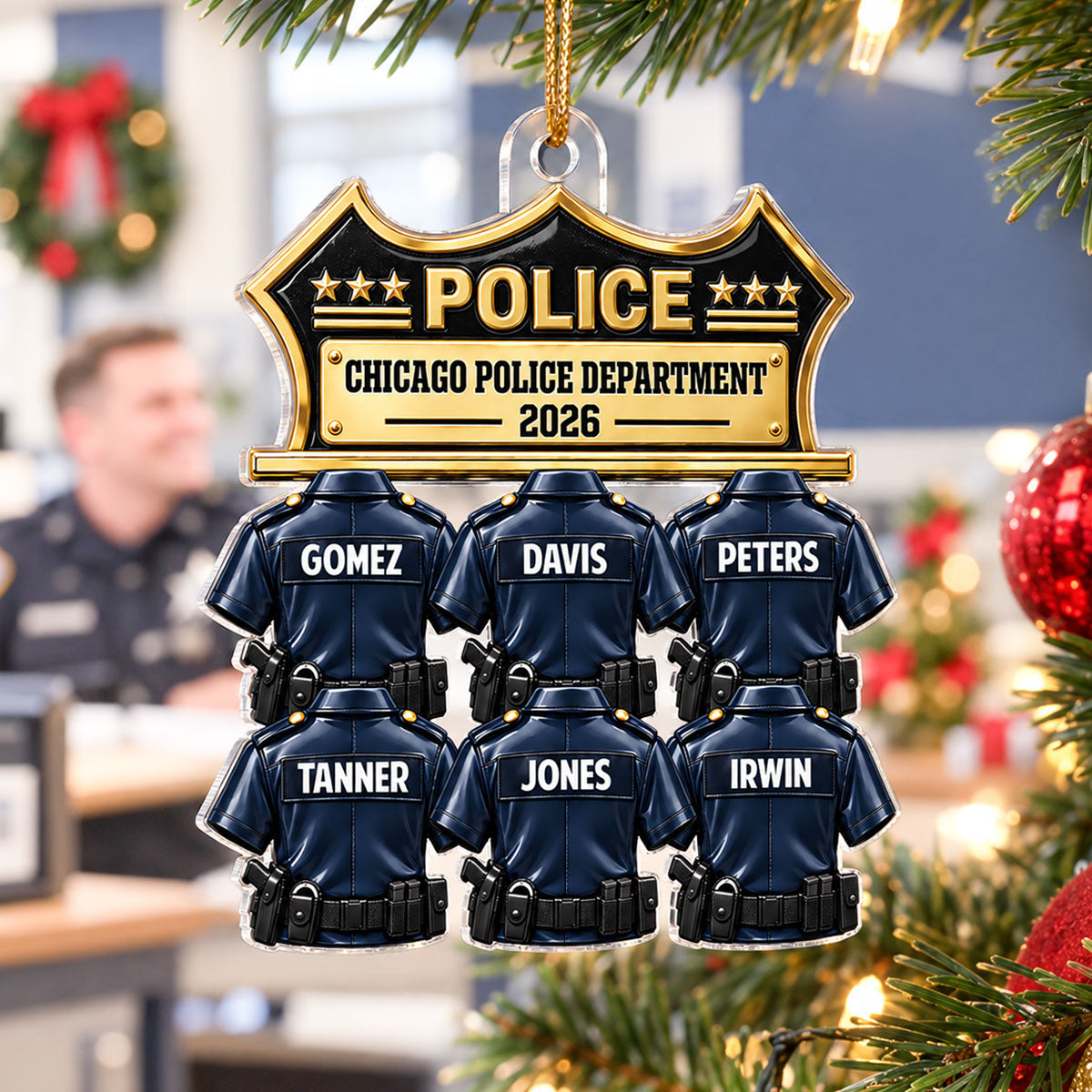 Police Officer Group Squad And Team - Personalized Acrylic Ornament - Christmas Gift For Police Officers Squad, Station, Captain