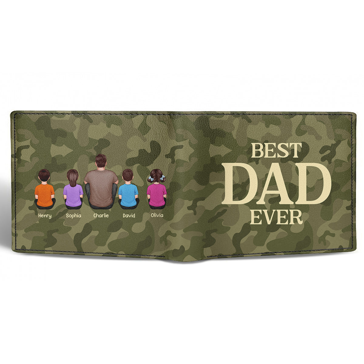 Dad We Love You Back View Man Sitting With Kids Personalized Printed Men‘s Wallet
