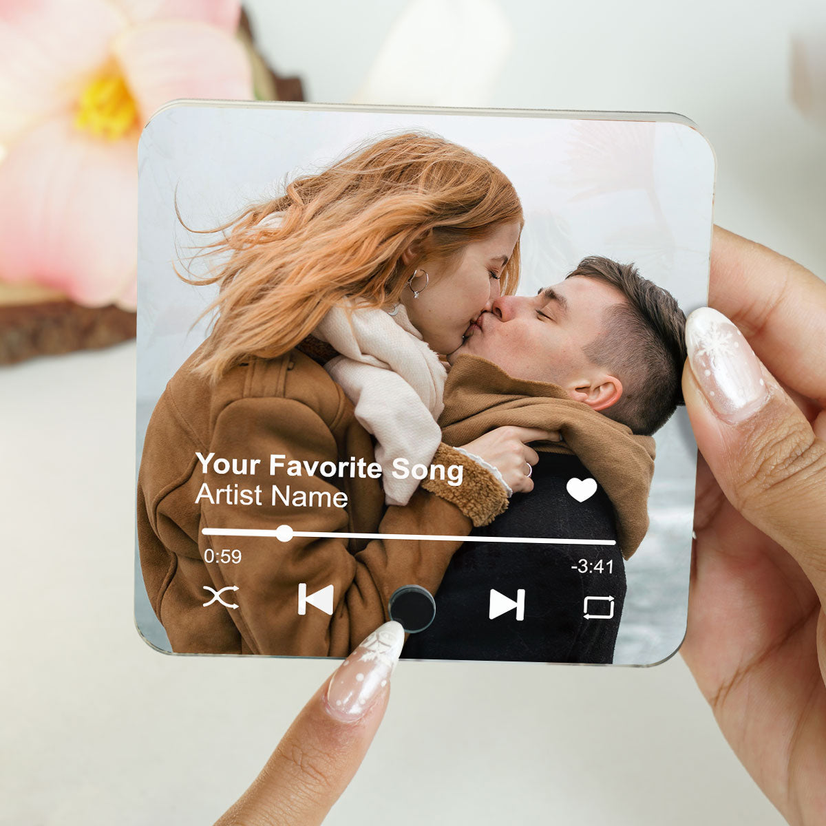 Custom Photo & Favorite Song Personalized Music Fridge Magnet,  Gift For Couple