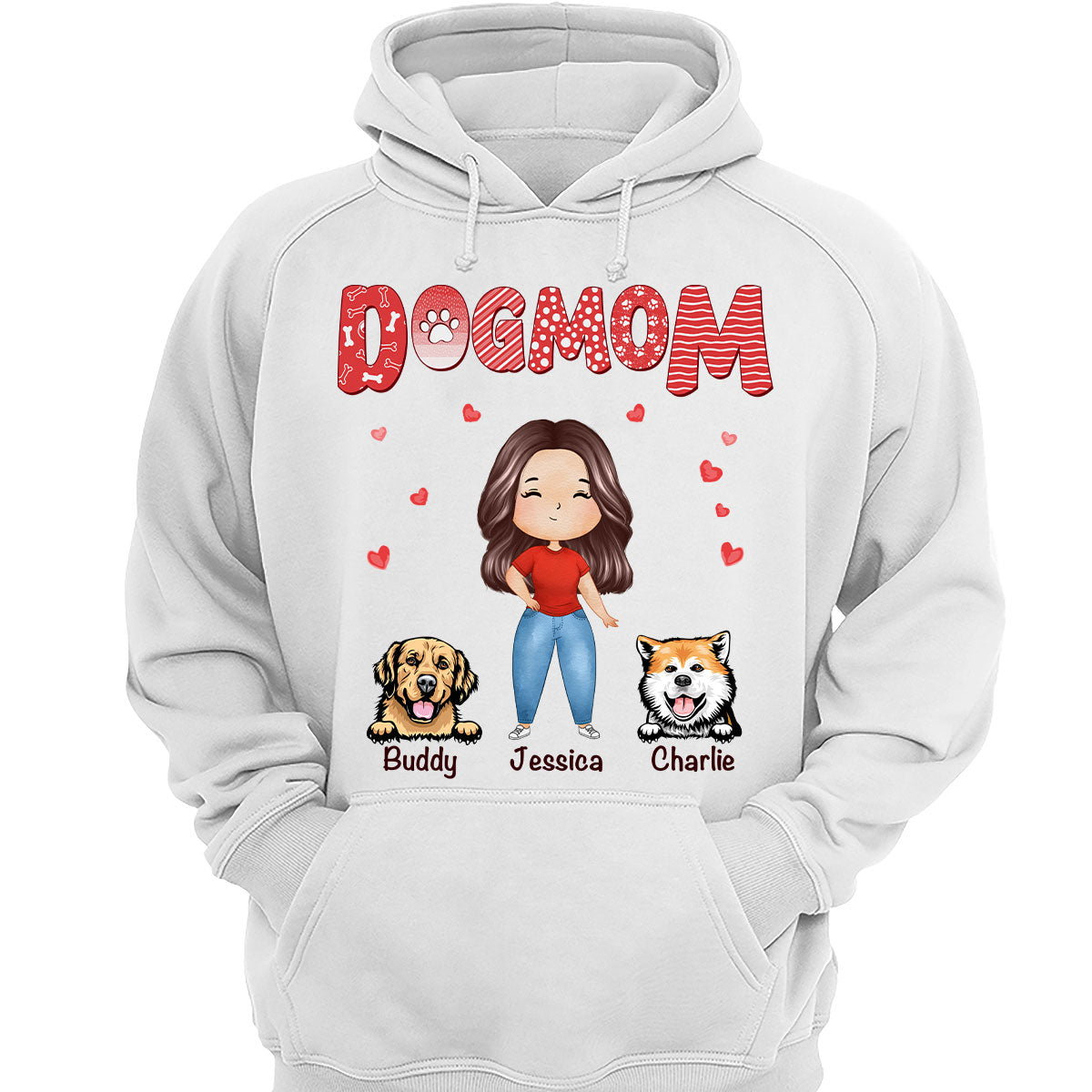 Dog Mom Red Patterned Watercolor Personalized Shirt