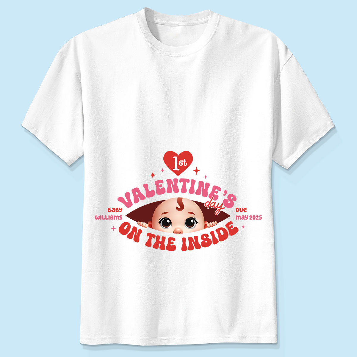 Baby's First  On The Inside Personalized Shirt, Custom Pregnancy Reveal Shirt, Expecting Mom