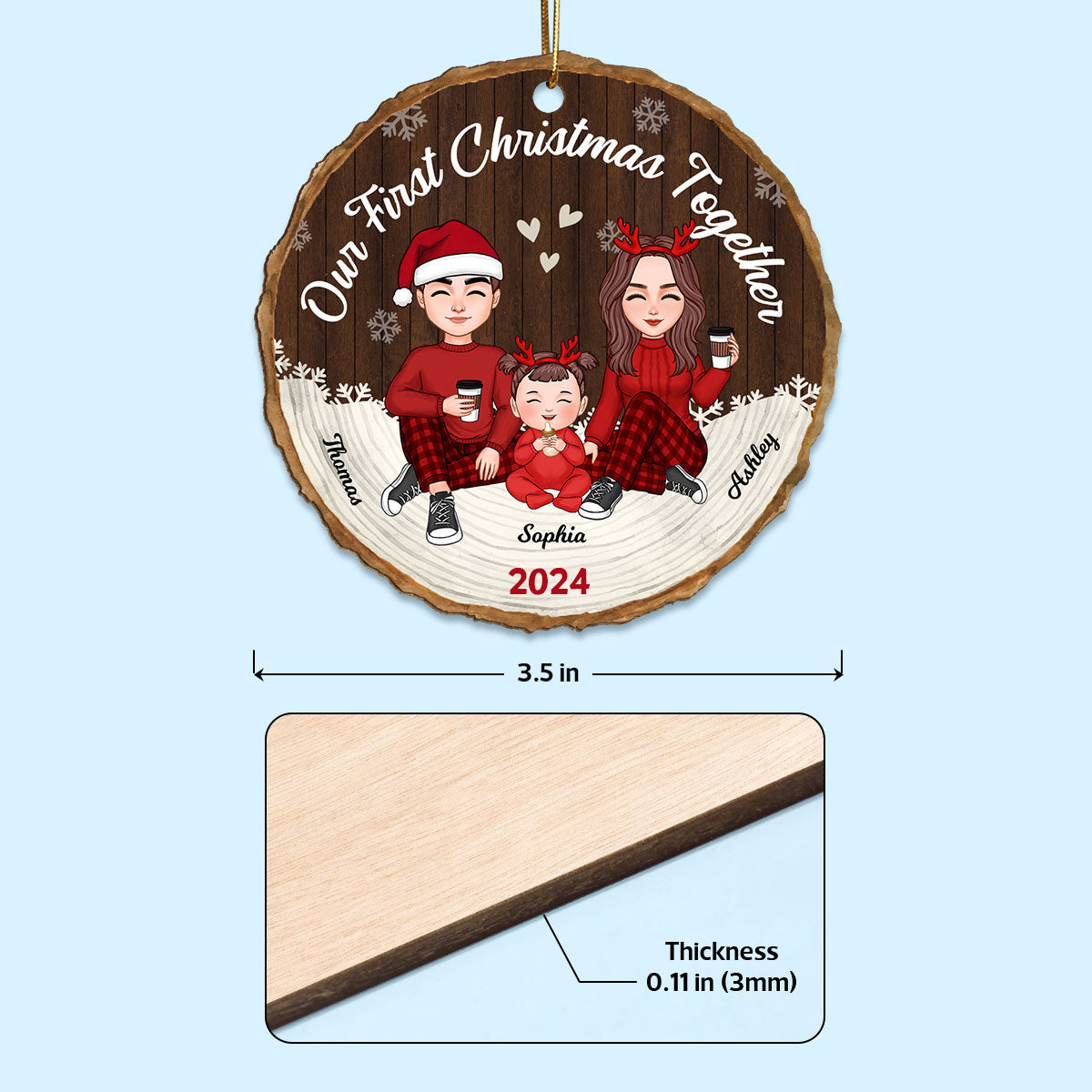 Our First Christmas Together New Baby First Christmas Dad Mom Baby Personalized Wooden Ornament
