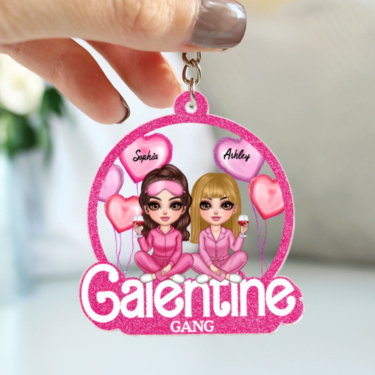 Galentine Gang Partners In Crime Pretty Girls Personalized Acrylic Keychain,  Gift, Social Club, Besties Gift