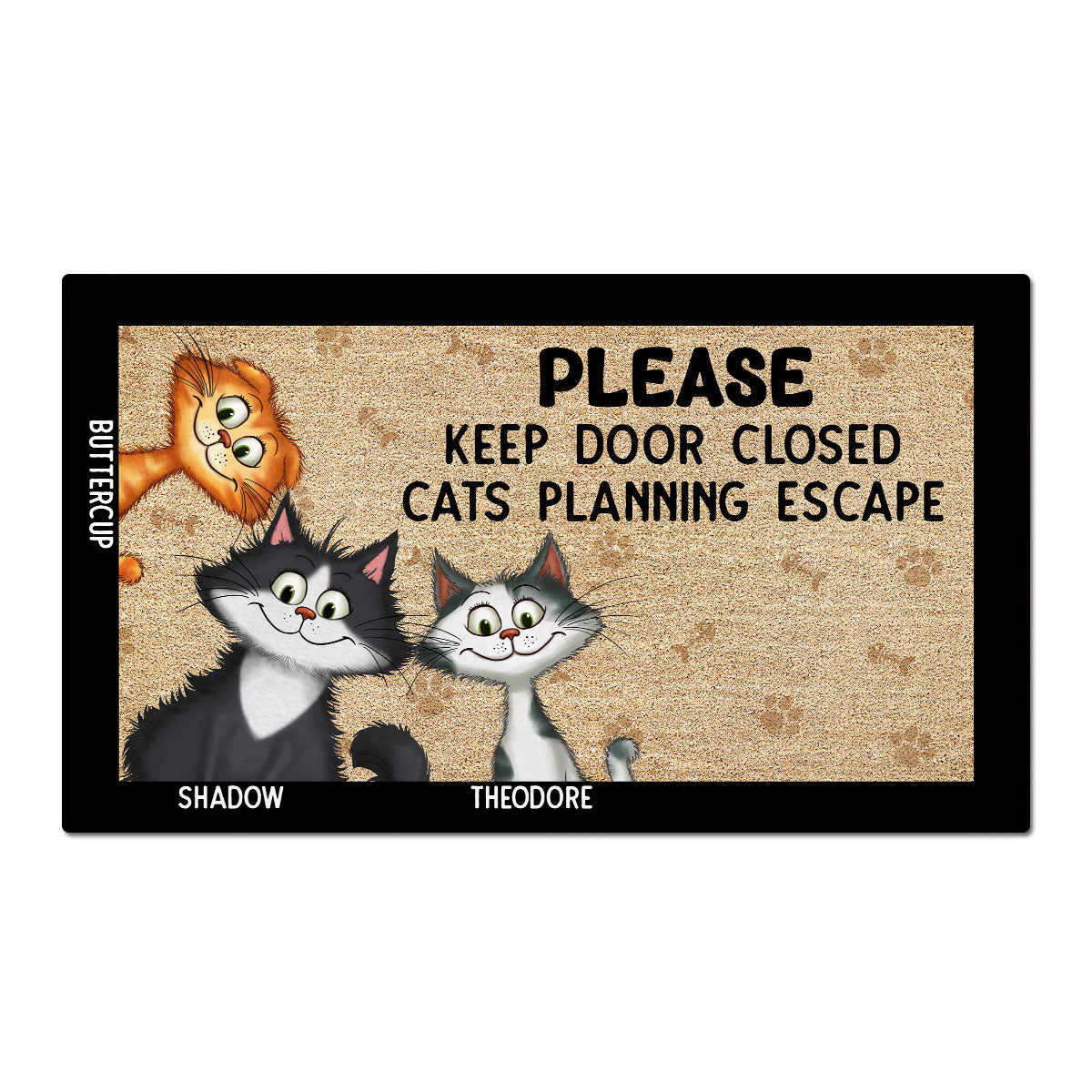 Keep Door Closed Cats Planning Escape Quirky Cats Personalized Doormat