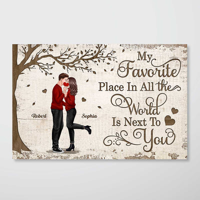 Favorite Place In All The World Couple Standing Kissing Personalized Poster